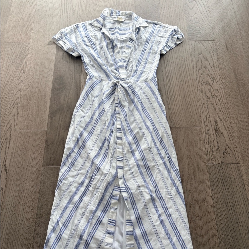 Club Monaco White and Blue Striped Maxi Dress